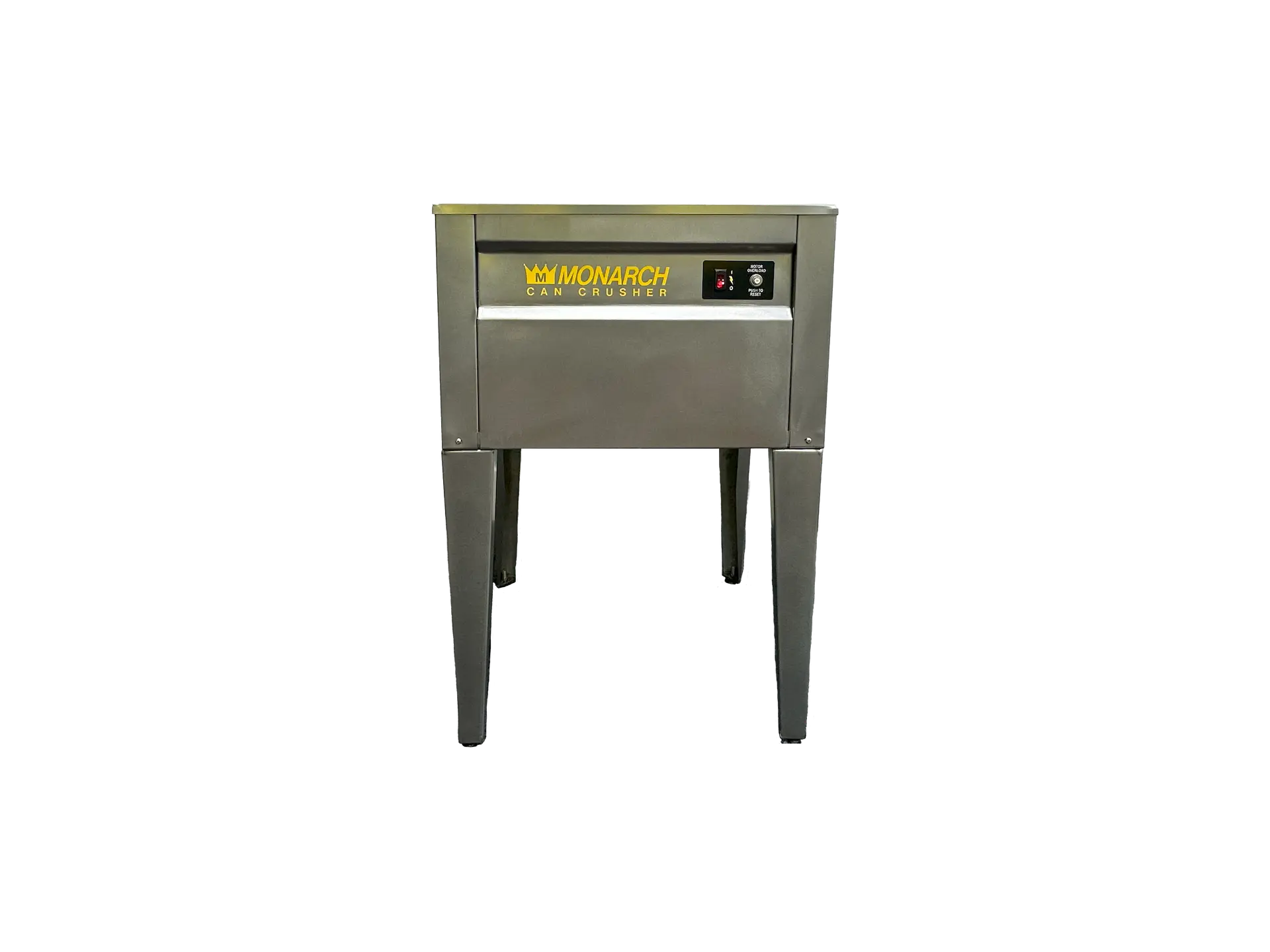 Monarch Can Crusher front view - with legs